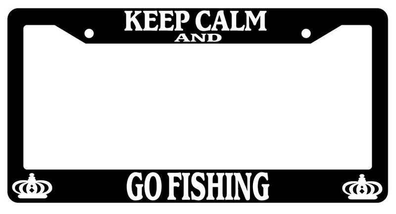 Black License Plate Frame Keep Calm And Go Fishing Auto Accessory Novelty  Mod-GRAPH9856236-3726