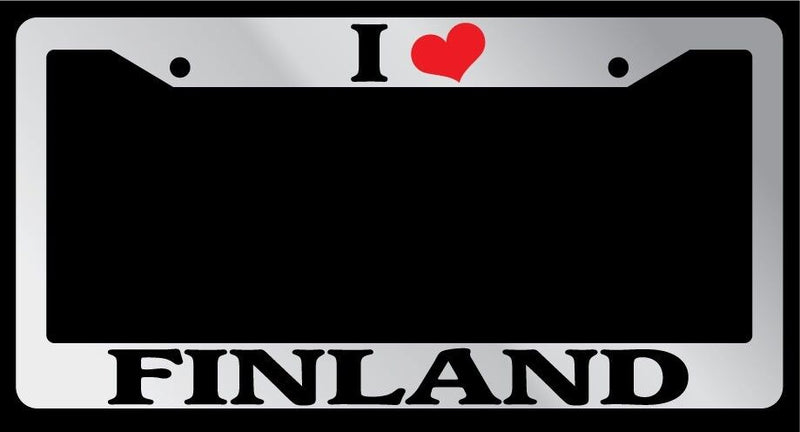Chrome License Plate Frame "I Heart Finland" Auto Accessory Novelty  Mod-GRAPH9856236-4403