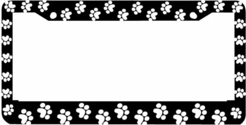 BLACK PAW PRINTS CRITTER DOG CAT License Plate Frame