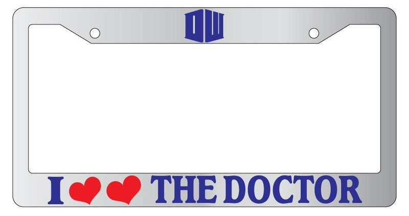 Chrome License Plate Frame I Heart Heart The Doctor (logo) Navy doctor who 1024  Mod-GRAPH9856236-6801