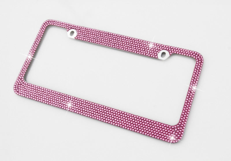 Pink Crystal Rhinestones License Plate Frame 7 rows Special Bling Offer