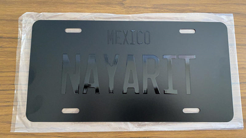 Nayarit Mexico Gloss Black License Plate Tag decal Mexicano Pueblo rancho