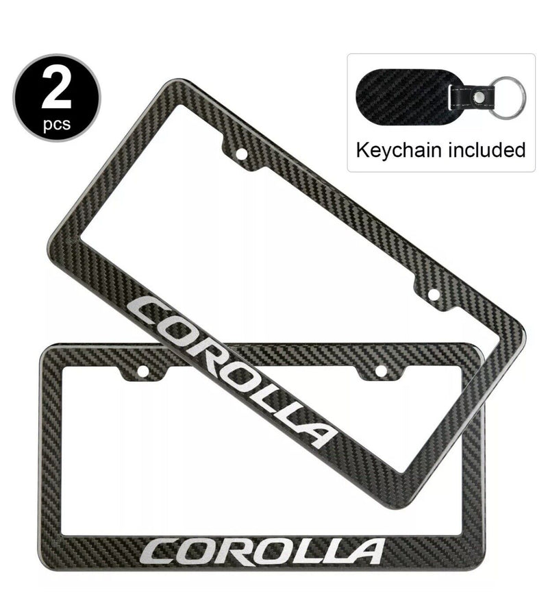 2pcs Set Toyota Corrola license plate frame carbon fiber look style plastic