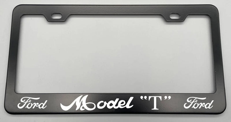 Laser Engraved Black License Plate Frame Stainless Steel Model T
