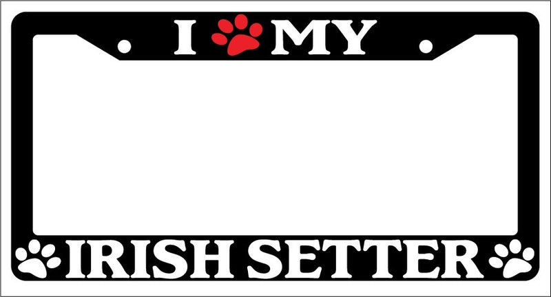 Black License Plate Frame I Heart My Irish Setter (Paw) Auto Accessory 428  Mod-GRAPH9856236-1168