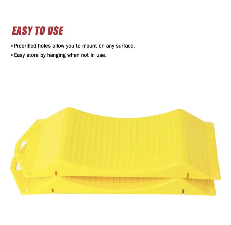 Portable Tire Saver Ramps Highly Visible for Flat Spot & Flat Tire Yellow A Pair