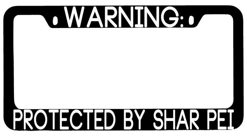 Warning Protected By Shar Pei Black METAL License Plate Frame Auto  Mod-GRAPH9856236-9381