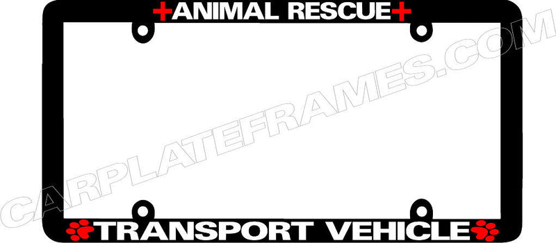 thin frame ANIMAL RESCUE TRANSPORT VEHICLE paw print skinny License Plate Frame