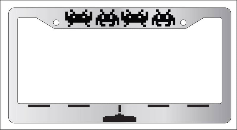 Chrome License Plate Frame Space Invaders (Ship) Auto Accessory Novelty 2  Mod-GRAPH9856236-4530