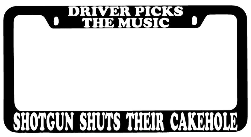 Driver Picks The Music (Design 2a) Black METAL License Plate Frame  Mod-GRAPH9856236-9099