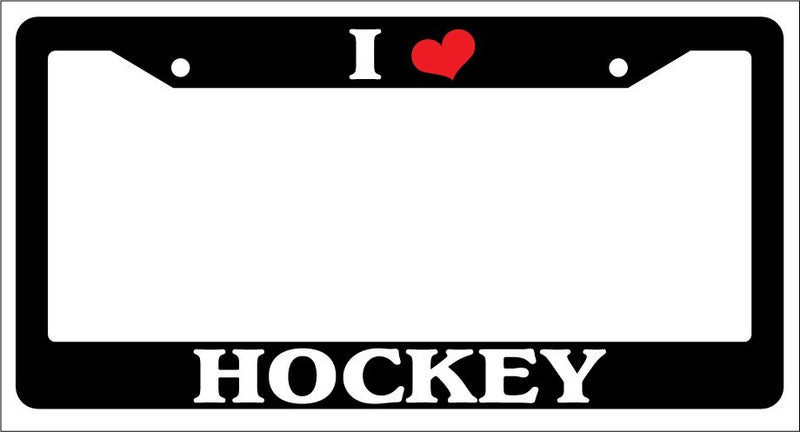 Black License Plate Frame "I Heart Hockey" Auto Accessory Novelty  Mod-GRAPH9856236-2888
