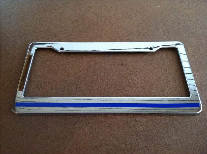Chrome License Plate Frame Thin Blue Line Relflective Auto Accessory Novelty  Mod-GRAPH9856236-6771