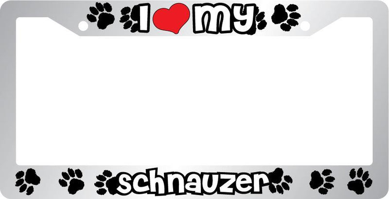 Chrome License Plate Frame I Heart My Schnauzer Auto Accessory Peticular  Mod-GRAPH9856236-6629