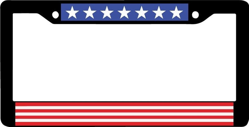 USA US American America Flag Red White Blue Freedom Black License Plate Frame