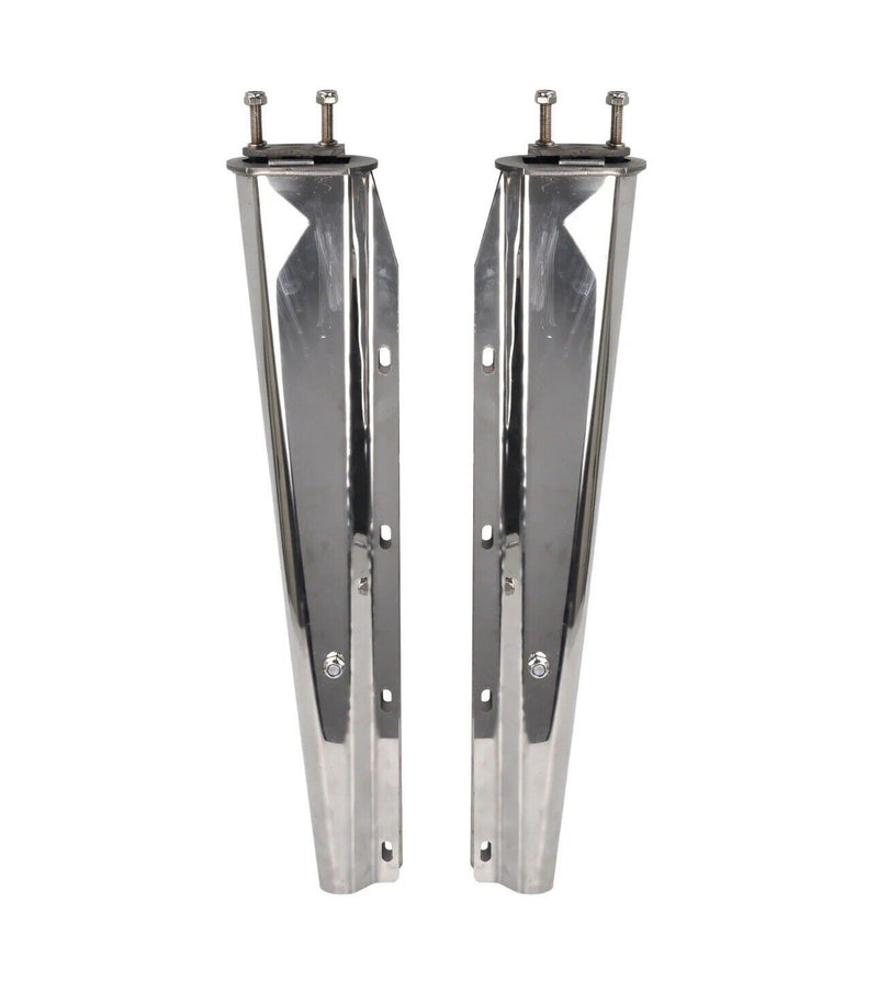 Chrome Spring Loaded 30" Mud Flap Hangers Straight Tapered 2-1/2" Bolt (Pair)