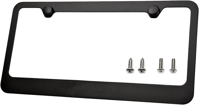 Heavy Duty Black Metal License Plate Frame Holder including Mounting Hardware