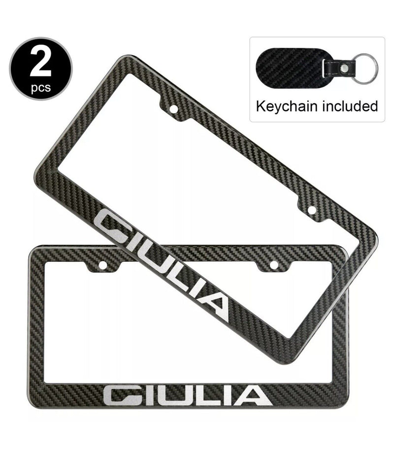 2pcs Giulia license plate frame carbon fiber look style plastic