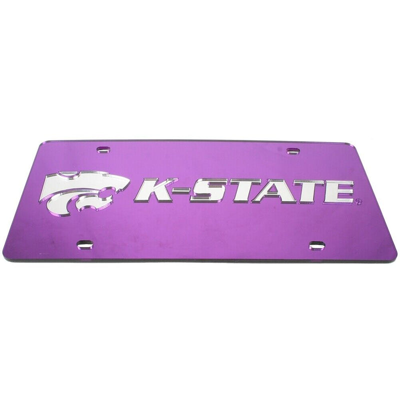 NCAA Kansas State Wildcats Inlaid Acrylic License Plate - Purple Mirror Background