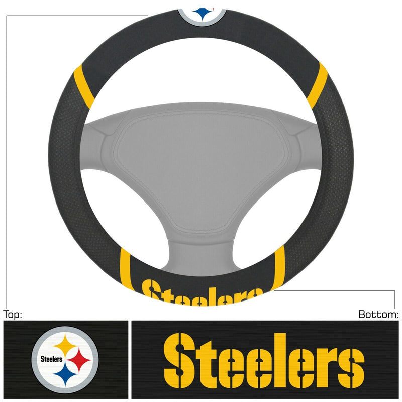 NFL Pittsburgh Steelers Embroidered Steering Wheel Cover 842989085643