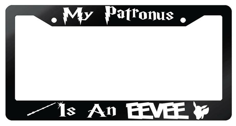 My Patronus Is An Eevee Glossy Black Plastic License Plate Frame For Harry Potter  Mod-GRAPH9856236-7116