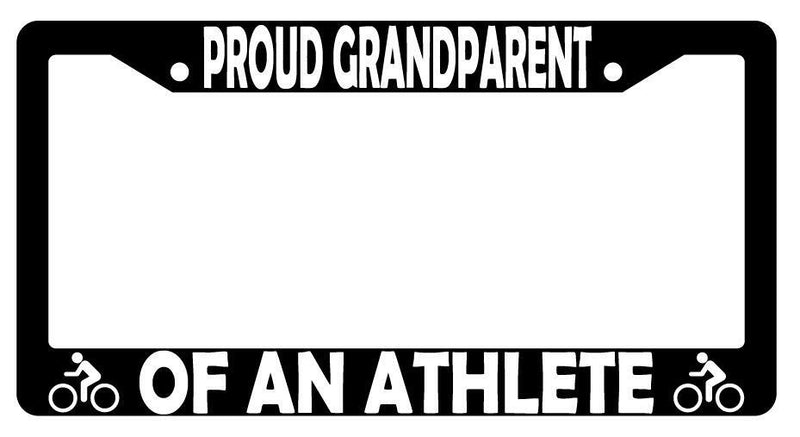 Proud Grandparent Of An Athlete (Biking) Black Plastic License Plate Frame  Mod-GRAPH9856236-3115