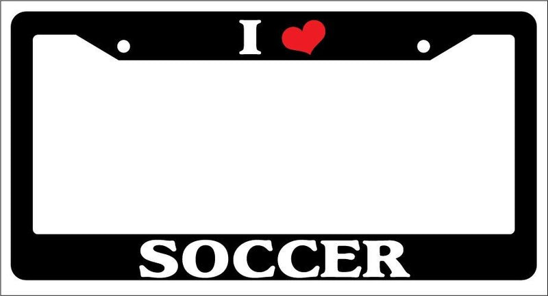 Black License Plate Frame "I Heart Soccer" Auto Accessory Novelty  Mod-GRAPH9856236-2895