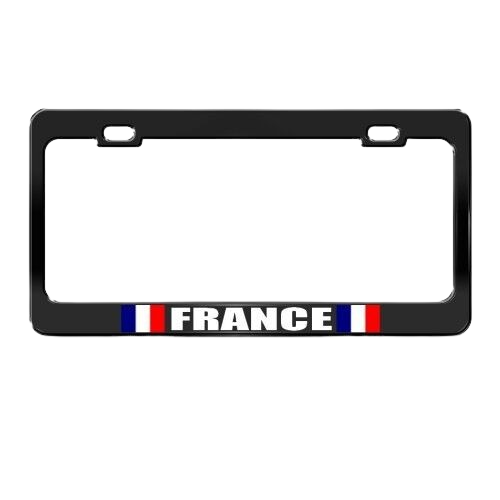 FRANCE FRENCH FLAG BLACK COUNTRY Metal License Plate Frame Holder