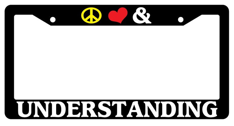 Black License Plate Frame Peace Love And Understanding Auto Accessory Novelty  Mod-GRAPH9856236-2293