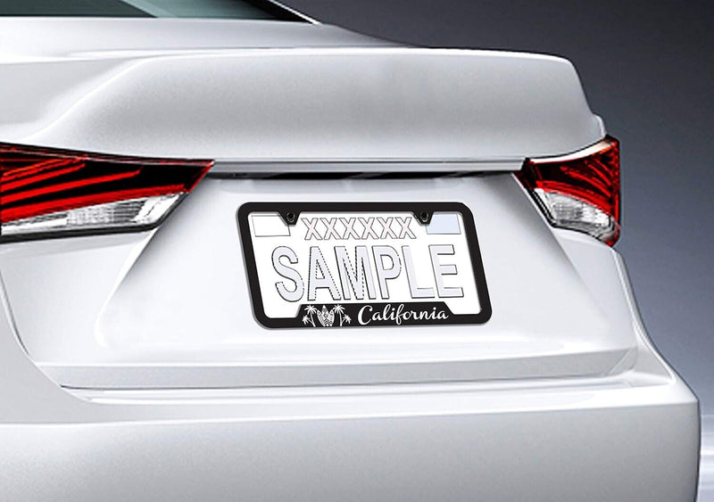 CALIFORNIA Universal Black Stainless Steel License Plate Frame - Surf Boards