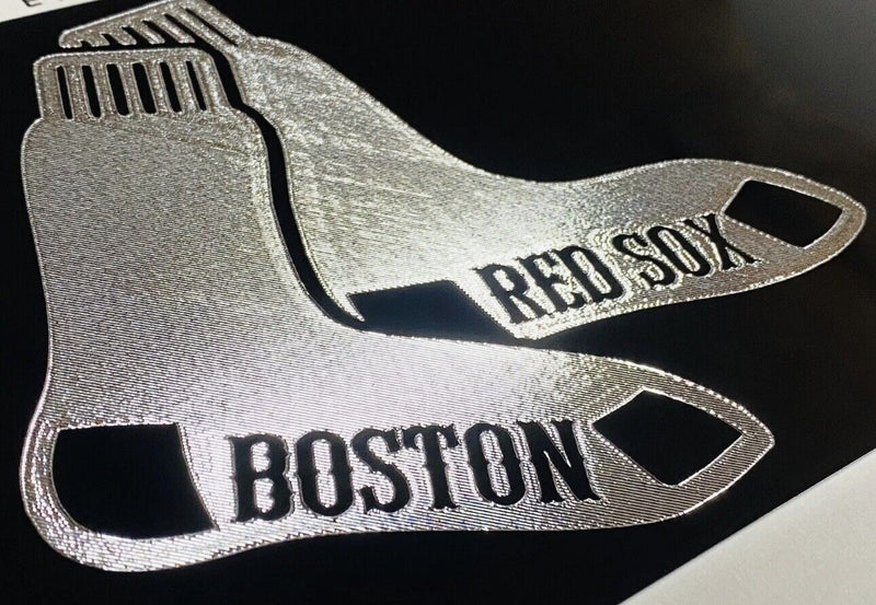 Engraved Boston Red Sox Car Tag Diamond Etched Black Silver Vanity License Plate