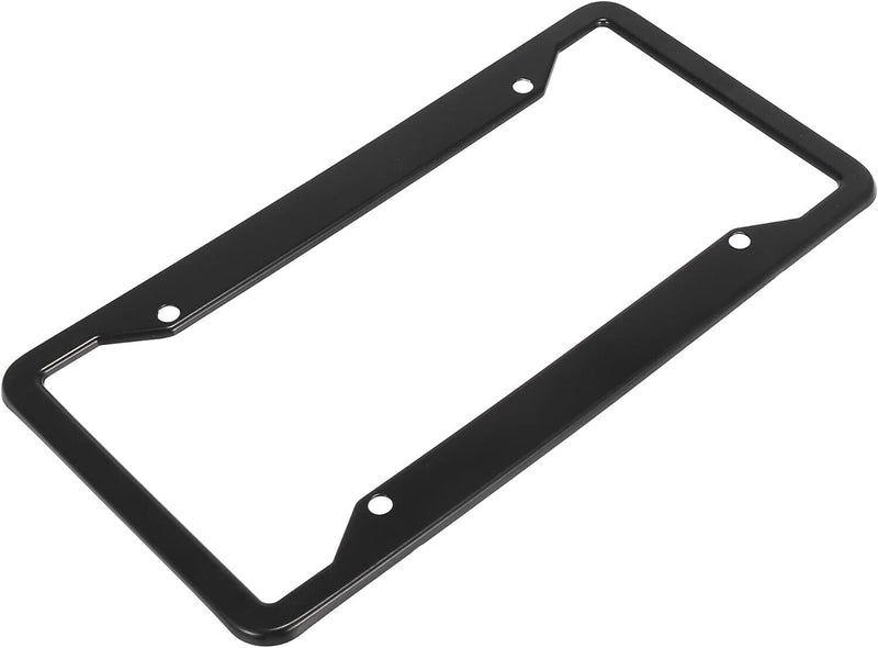 4 Holes Heavy Duty Matte Black Stainless Steel License Plate Frame + Hardware