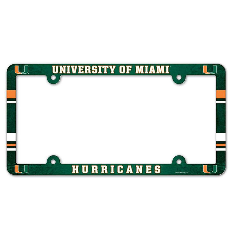 NCAA Miami Hurricanes Plastic License Plate Frame