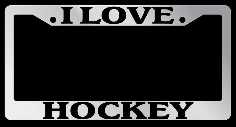 Chrome METAL License Plate Frame I LOVE HOCKEY Auto Accessory  Mod-GRAPH9856236-9222