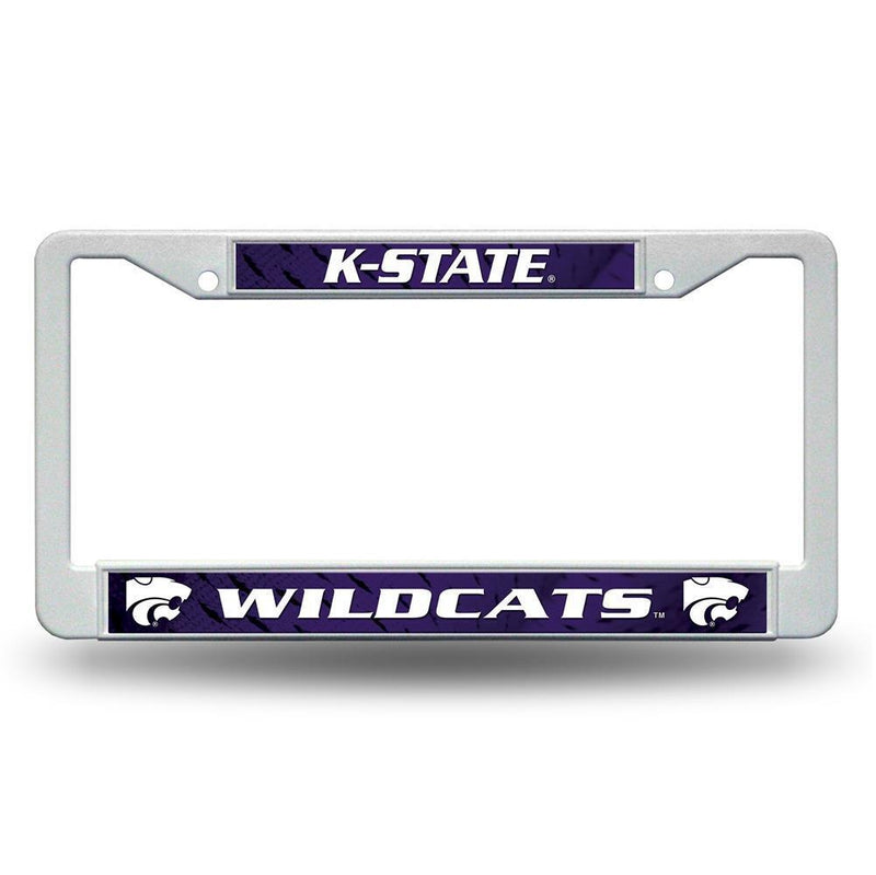 NCAA Kansas State Wildcats White Plastic License Plate Frame