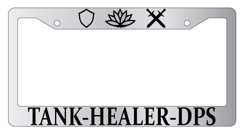 Tank Healer DPS Chrome METAL License Plate Frame MMO  Mod-GRAPH9856236-7883