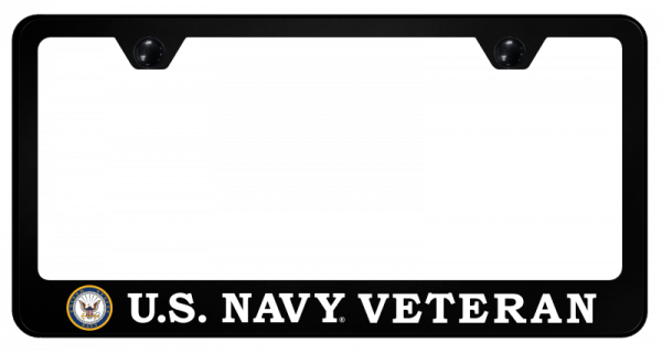 US Navy Veteran Logo Black Polycarbonate License Plate Frame Official Licensed