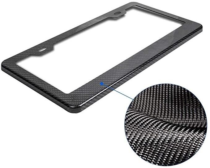 One Carbon Fiber License Plate Cover Frame Tag Holder Trim Jdm Car Real 100%