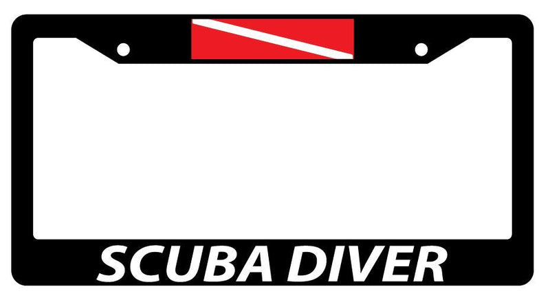 Black License Plate Frame SCUBA DIVER w/FLAG LOGO Auto Accessory  Mod-GRAPH9856236-3876