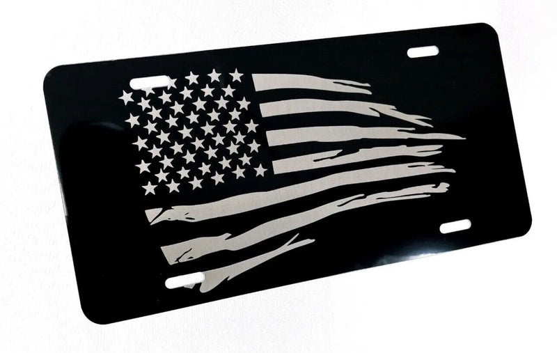 American Flag usa aluminum license plate laser etched car front tag Man cave
