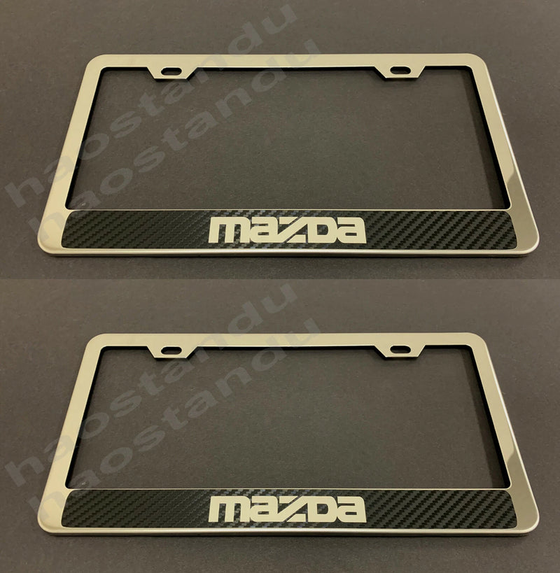 2pc x MAZDA style STAINLESS STEEL LICENSE PLATE FRAME HOLDER (Carbon Fiber Style)