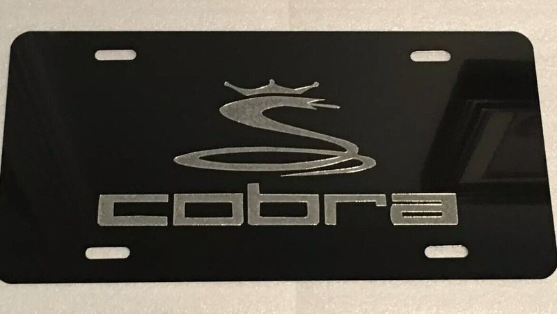 COBRA GOLF Car Tag Diamond Etched on Black Aluminum License Plate