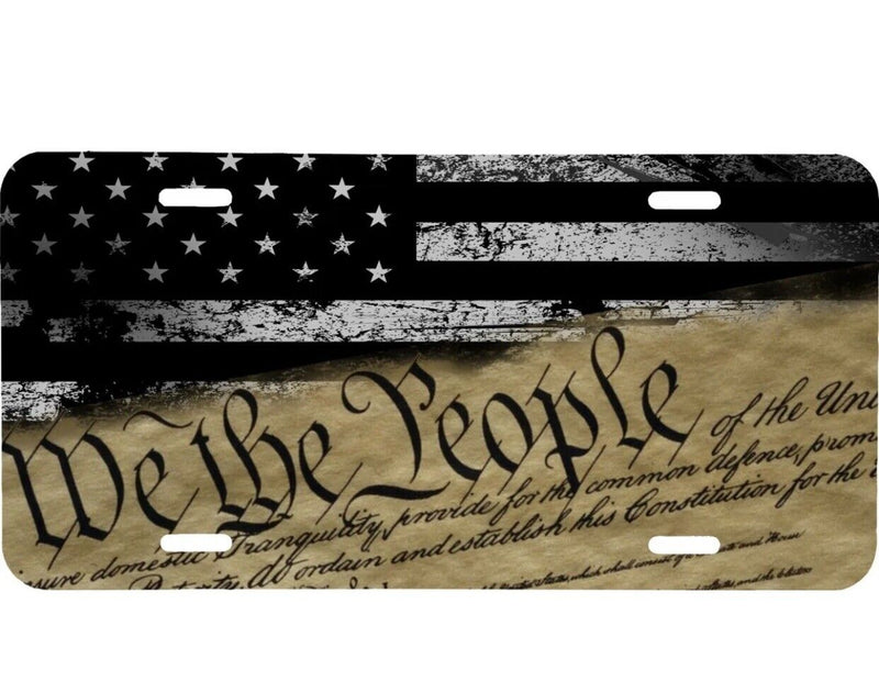 WE THE PEOPLE PATRIOTIC BLACK GRAY AMERICAN FLAG VEHICLE LICENSE PLATE AUTO CAR