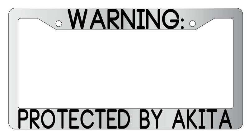 Warning Protect By Akita Chrome License Plate Frame Auto  Mod-GRAPH9856236-5193