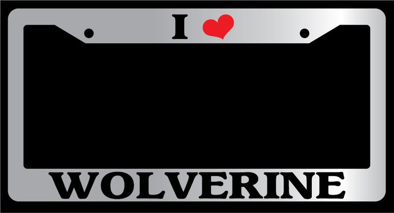 Chrome License Plate Frame "I Heart Wolverine" Auto Accessory Novelty 1662  Mod-GRAPH9856236-5839