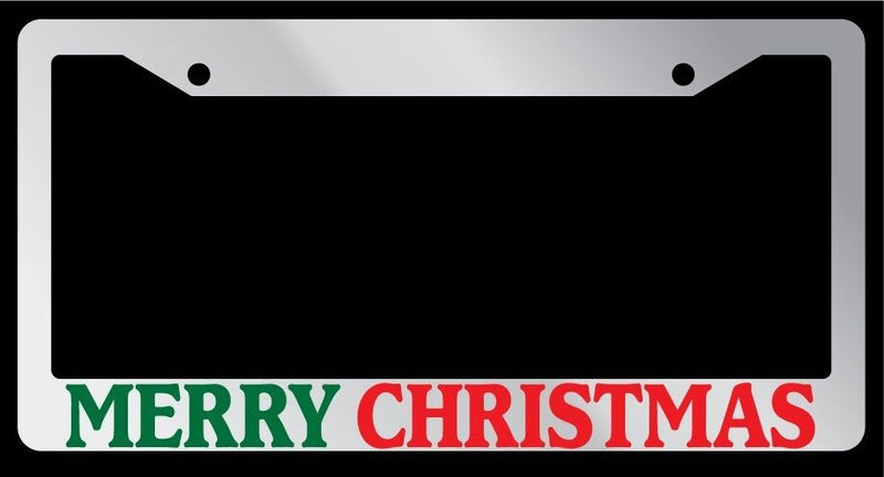 Chrome License Plate Frame "Merry Christmas Color One Line" Auto Accessory  Mod-GRAPH9856236-5707