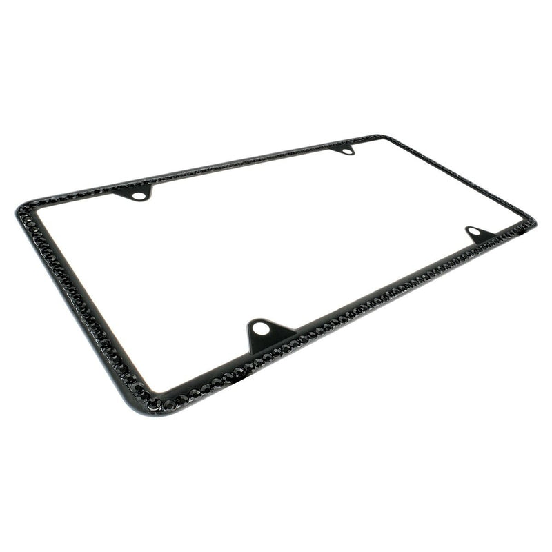 All Black Diamond Bling Glitter Crystal RhineStone License Plate Frame Car Thin