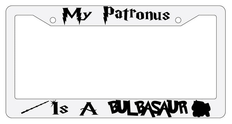 My Patronus is A Bulbasaur White Plastic License Plate Frame Auto Accessory  Mod-GRAPH9856236-3560