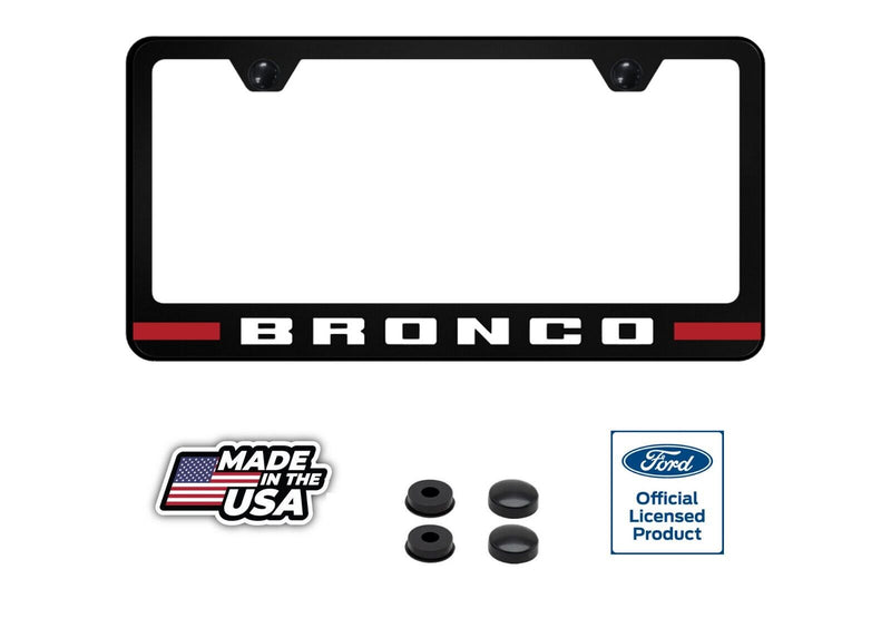 Ford Bronco UV Painted Unbreakable Polycarbonate License Plate Frame - Red