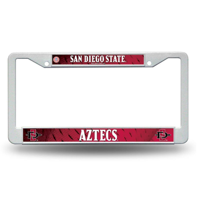 NCAA San Diego State Aztecs White Plastic License Plate Frame