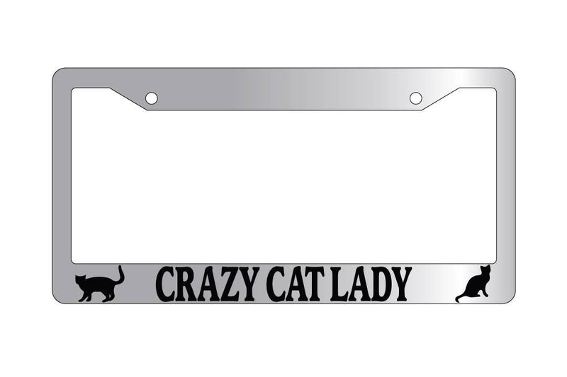 Chrome License Plate Frame CRAZY CAT LADY Auto Accessory 227  Mod-GRAPH9856236-6643